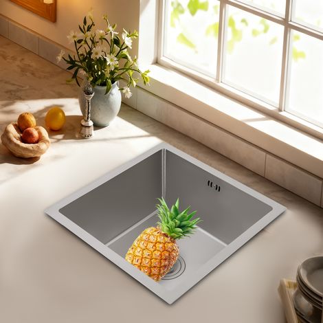 Fregadero empotrado, fregadero de cocina, fregadero, lavabo plateado 45x45 cm (1/5)