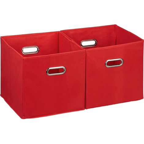 Set da 2 contenitori portaoggetti in tessuto rosso 1300004862