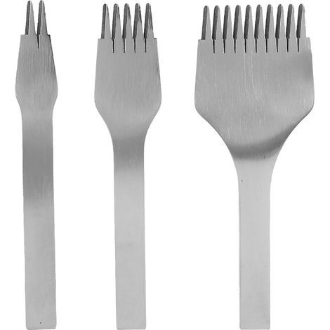 3 pièces Poinçons à Cuir en Acier 2+5+10 Pointes pour Travail du Cuir DIY Outils Artisanaux (3mm 0.12in)