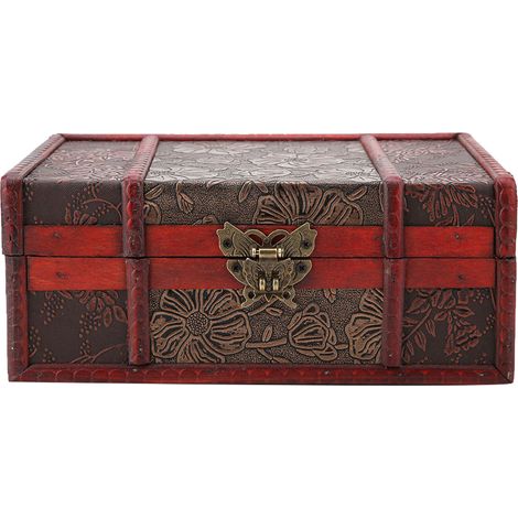 Coffret de rangement en bois vintage petite taille pour livres et bijoux, boîte organisatrice (2) (1/5)
