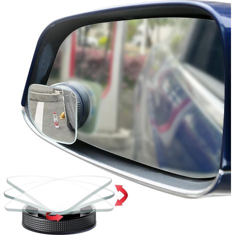 Saugnapf Toter-Winkel-Spiegel,  HD Glas rahmenlos abnehmbar konvex Weitwinkel Rückspiegel (Fächerform, Packung mit 2) (1/5)