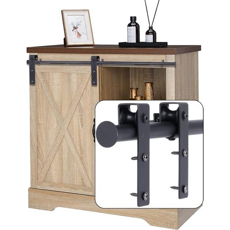 Mini Schiebetür Hardware Kit Scheunentor Schiebetürsystem für TV-Ständer - 5FT/1.5M Einzeltür (1/5)