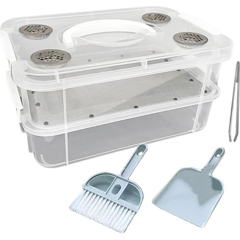 Kit de culture de vers de farine  Récipient d'élevage transparent pour vers de farine – Boîte d'élevage pour vers de farine vivants, pour écureuils en sucre, oiseaux, poules, lézards, ames (1/5)