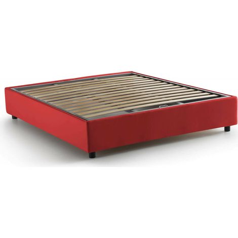 Talamo Italia Letto matrimoniale Maria, Letto contenitore con rivestimento in tessuto, 100% Made in Italy, Apertura frontale, adatto per materasso Cm 160x200, Rosso, con imballo rinforzato