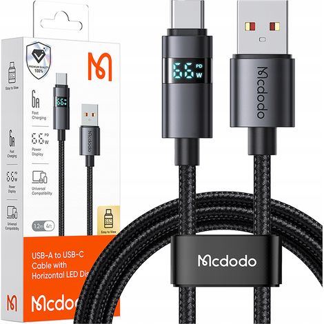 Mcdodo-Kabel mit Display, USB-C-Schnellladefunktion, USB Typ C 5A 66W 1M (1/5)