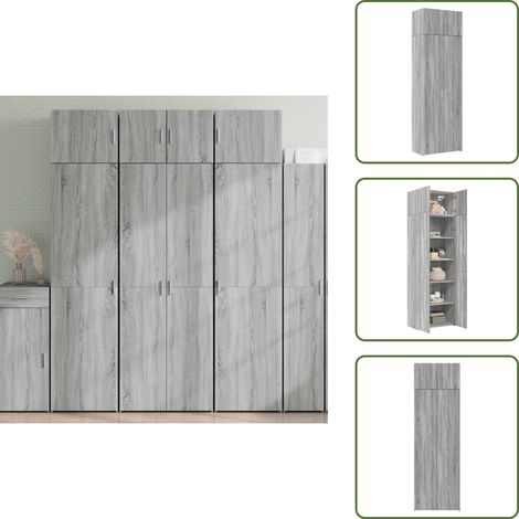 Holzwerkstoff - vidaXL Hochschrank Grau Sonoma 70x42,5x225 cm Holzwerkstoff - Wandhalterung (1/5)