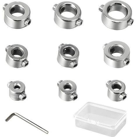 9 Pieces Butée de Profondeur, Foret Profondeur Butée Anneau Colliers D'arrêt de Profondeur Bagues de Serrage Anneau (1/5)