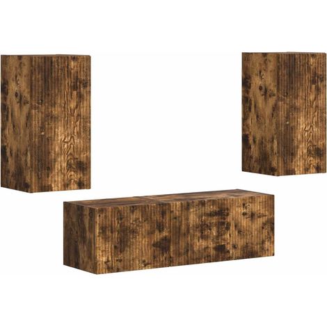 Maison Exclusive - TV-Wandregal-Set 4 pcs Geräucherte Eiche Holzw