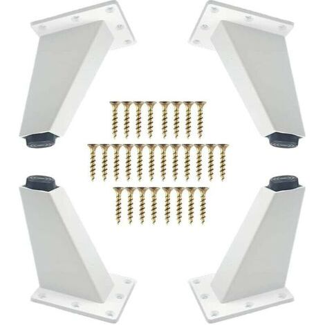 Pair Pieds de meubles, pieds obliques en métal aluminium, remplacement pour canapé, armoire, table, coiffeuse, vis de montage incluses, blanc, 80 mm