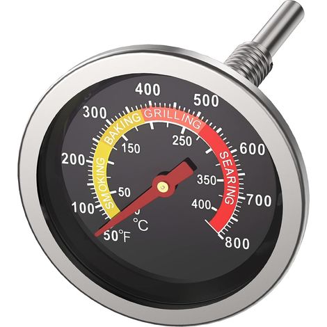 BEBUSINGOTO Jauge de température de gril, 6 cm, thermomètre de barbecue pour différents types de grills, durable et résistant aux hautes températures, thermomètre de barbecue avec 4 zones colorées (1/5)