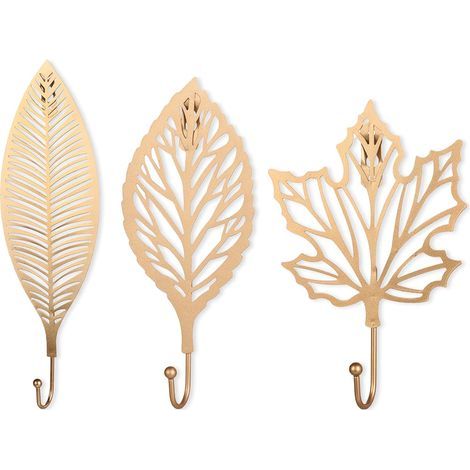 3Pièces Crochet Mural Feuilles Fonte Crochets Muraux Décoratifs Rideau TieBacks Crochets Muraux pour Suspendre Clés Serviettes Manteau dans Salle De Bains cuisine (1/5)