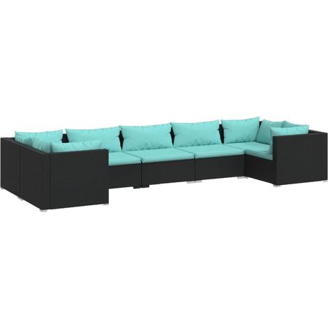 Maison Exclusive - 7-tlg. Garten-Lounge-Set mit Kissen Poly Ratta (1/5)