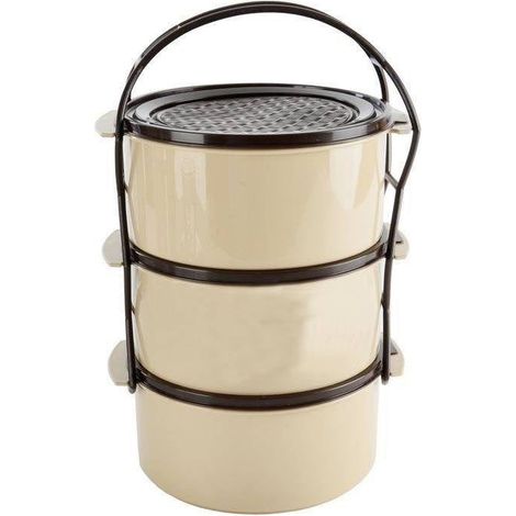 Fiambrera de pl谩stico de 3 niveles 3x1,5 l