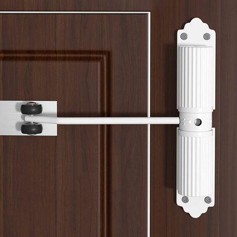 Ferme-portail robuste – Fermeture de porte hydraulique automatique avec ressort de sécurité – Pour portes intérieures et extérieures – Ferme-porte résistant au feu – Comprend une tige de réglage et (1/5)