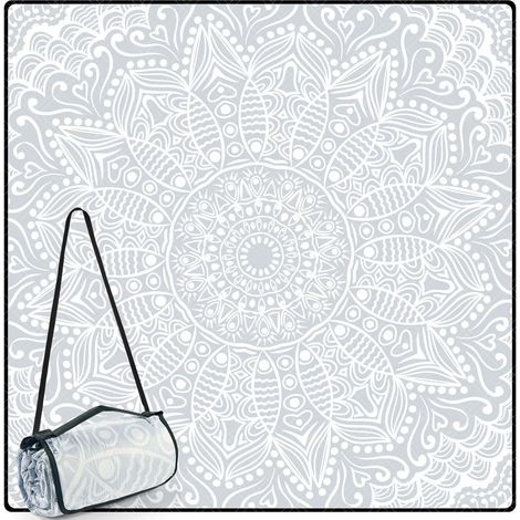 Couverture de pique-nique XXL imperméable et lavable, tapis de plage sable-free, isolée, 200x200cm Gris (1/5)