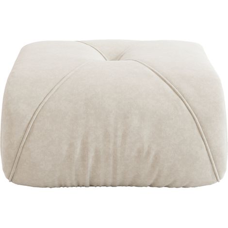 Puf otomano de chenilla beige claro 78 x 76 x 45 cm MODENUIT (1/5)