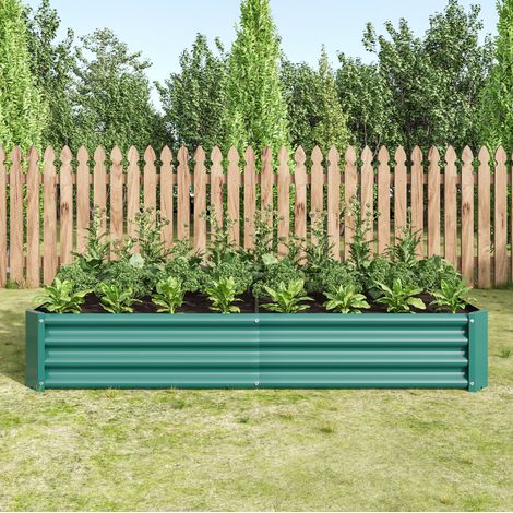 Carré potager surélevé 180 x 90 x 30 cm en acier galvanisé vert HAVRYA (1/5)