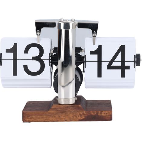 Reloj de Solapa Mecánico Retro Base de Madera y Acero, Lectura 24h Fácil – Ideal para Salón y Oficina (1/5)