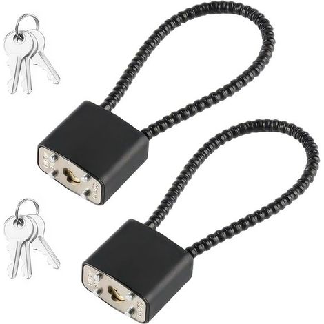 Lucchetto a cavo regolabile e deformabile con chiave - Lucchetti con cavo in acciaio e chiavi abbinate - Lucchetto a cavo flessibile nero per valigia - cancello - bicicletta - garage - palestra - cass (1/5)