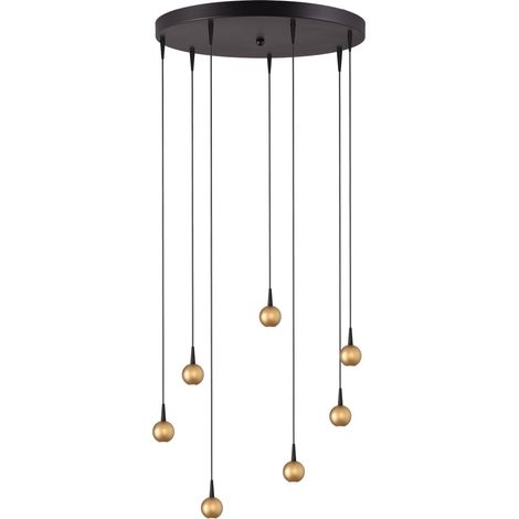 Lampe suspendue à 7 lampes Talana noir avec or Ø 50cm DTW - 2412-05-02-50-7 (1/3)
