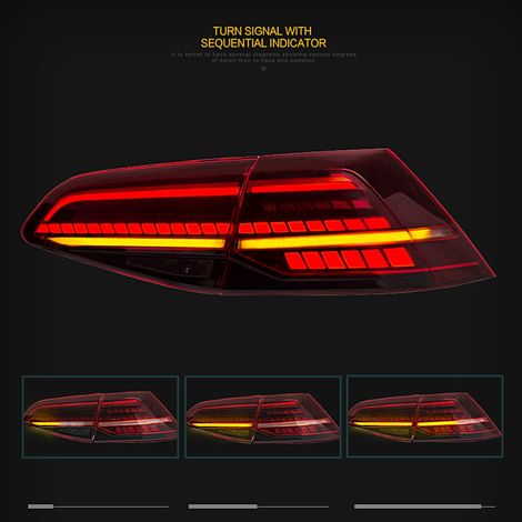 Eosnow – Feux arrière LED dynamiques rouge foncé – Étanchéité IP67 – Installation plug and play – Compatible MK7/7.5 R 2013-2020