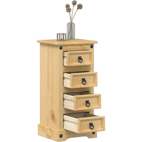 vidaXL Comodino Corona 35x32,5x74 cm in Legno Massello di Pino