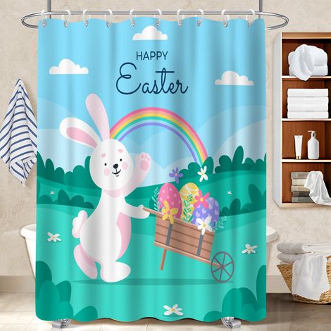 Kit rideau de douche en polyester 180x180 poids aux ourlets bâche polyester douche pour nouvelle déco pour la rentrée (1/5)