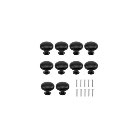 BRAVIX 10 pezzi Maniglie nere per porte e cassetti, maniglie per mobili, maniglie per cassetti con foro singolo rotondo, maniglie per porte, maniglie per camerette