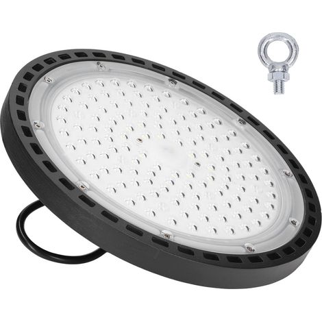 Luminaire LED industriel 100W pour entrepôt, éclairage haute luminosité, crochet suspendu inclus, AC 85-265V, parfait pour ateliers et hangars. (1/5)