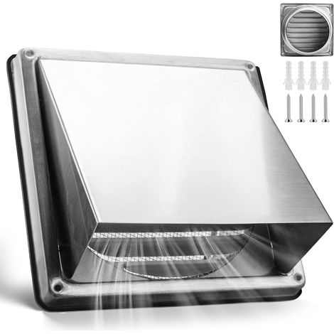 Grille d'aération en Acier Inoxydable, Diamètre 125 mm, Résistante aux Intempéries avec Moustiquaire Grille D'évacuation Ventilation pour Sèche-linge Garage Cuisine Salle de Bain (1/5)
