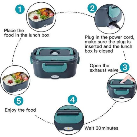 Lunch Box Chauffante Electrique Boite Alimentaires Boite Repas en Acier Inoxydable pour Chauffage Maison et dans La Voiture-A17 (1/4)