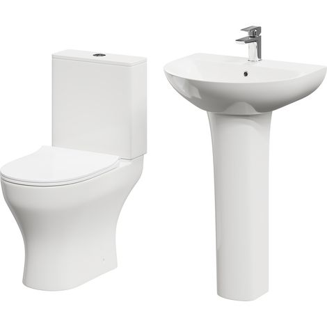 Jubilee 550mm Full Pedestal Basin and Open Back Toilet Suite (1/5)