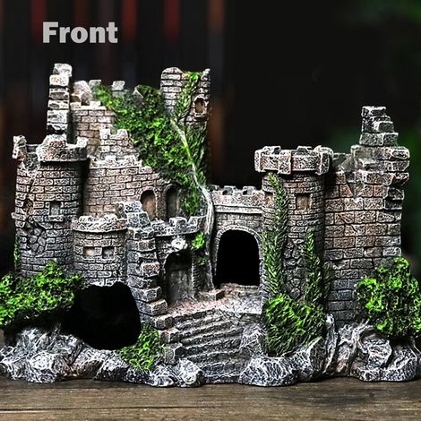Décoration d'aquarium en résine, château ancien, aménagement et embellissement de l'architecture de caverne, sans danger pour les aquariums d'eau douce et d'eau salée (1/5)