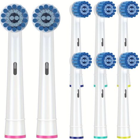 Lot de 8 têtes de brosse pour le soin des gencives sensibles avec brosse douce pour un nettoyage supérieur mais doux (1/5)