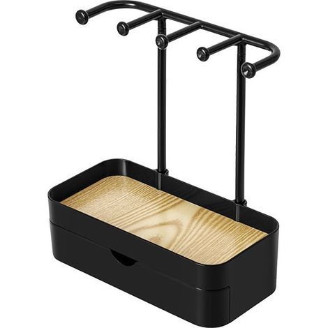 Scaffale portaoggetti per gioielli, nero Dimensioni: 20,1 × 10,2 × 23 cm 1 x scaffale Organizzatore per cura della pelle e gioielli Organizzazione da scrivania (1/5)
