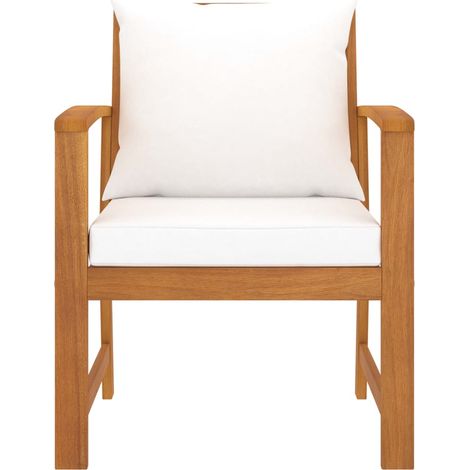 Maison Exclusive - Gartenstühle 2 Stk. mit Creme-Kissen Akazie Ma (1/5)