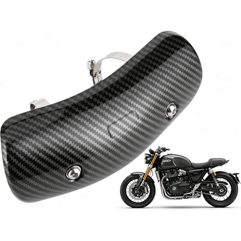 Bouclier Thermique de Moto, Couverture Universelle de Protections de Tuyau Central d'Échappement de Moto pour Tuyau d'Échappement de Diamètre de 38mm-65mm (Fibre Carbone) (1/5)