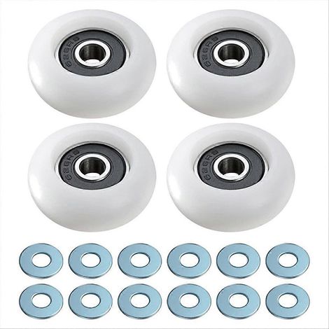 Lot de 4 roulettes pour porte coulissante de salle de bain/armoire de salle de bain/penderie/cabinet de douche/salle de bain (modèles 2000, 3000 et 3000 XL). (1/5)