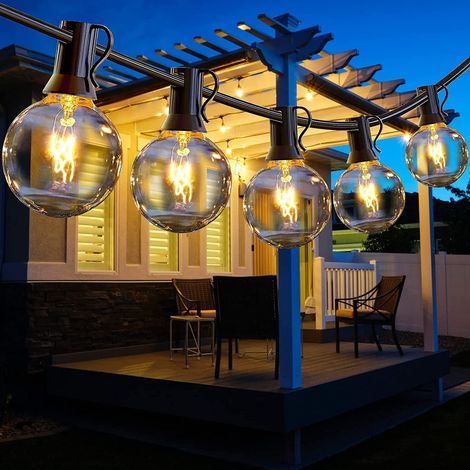 Luci LED retrò per campeggio all'aperto – Catena solare per cortile e giardino (20 metri, 30 luci) (1/5)