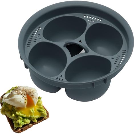 Insert antiadhésif pour cuiseur à œufs micro-ondes : cuiseur à œufs pochés 4 en 1, cuiseur vapeur et friteuse à air (4 tasses) (1/5)