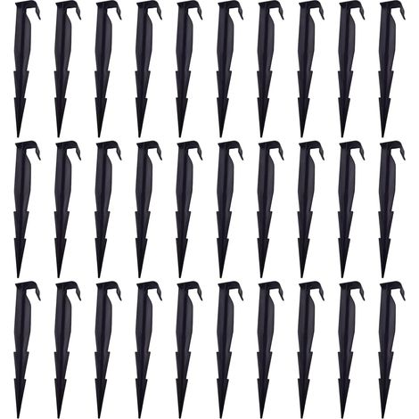 Lot de 30 Piquets, Fixation Tuyau 16mm, Ancrage Sol Robuste, Système Irrigation Goutte à Goutte, Jardin Extérieur