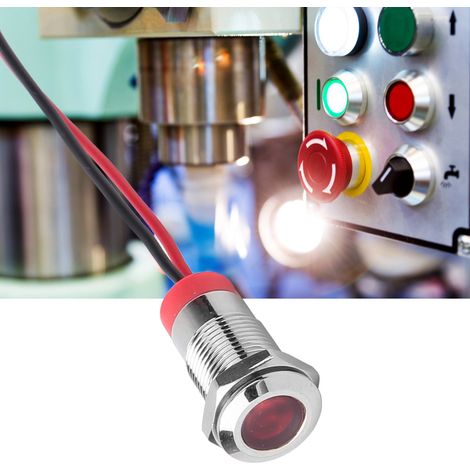 50 voyants lumineux LED BEM-10C étanches IP65, en métal de haute qualité, 10 mm (rouge, 12 V) (1/5)
