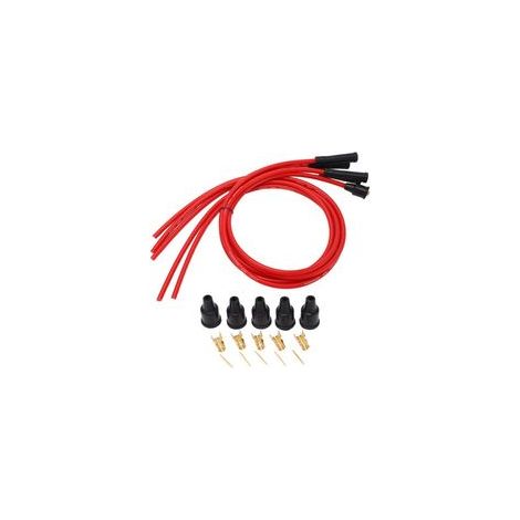 Jeu de Fils D'allumage de Bougie D'allumage, Fil D'allumage de Voiture en Silicone Rouge Haute Performance de 1 M pour 4 Cylindres