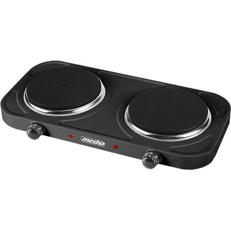 Mesko Cuisinière à Deux brûleurs Noir - 2000W - Contrôle de la température du thermostat