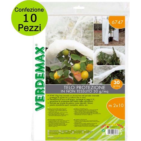 Multipack 10 pz telo di protezione tnt per piante 2x10 metri (30 gr/mq colore bianco)