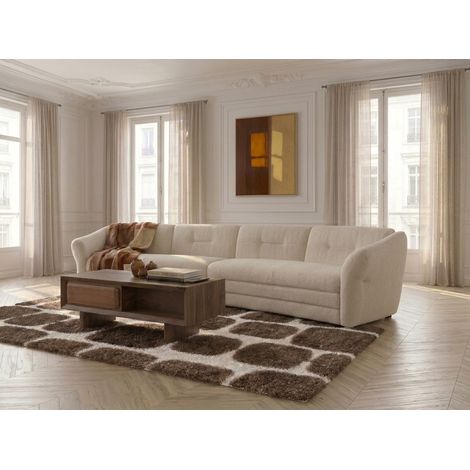 BOBOCHIC - Canapé 4 places fixe MARBLE tissu chiné Angle droit  Beige (1/5)
