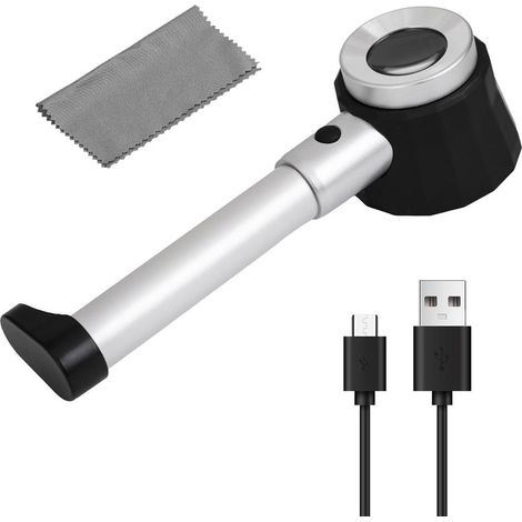 Lente d'ingrandimento portatile con righello graduato, luce LED e UV per gioielli e ispezioni (1/4)