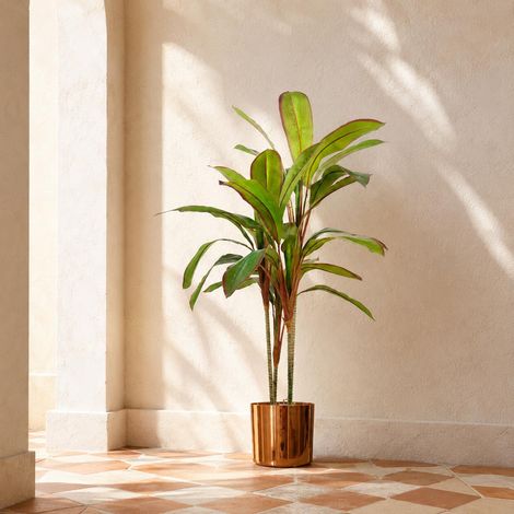 100cm Artificial Realistic Dracaena Tropical Plant with Copper Metal Plater (1/5)