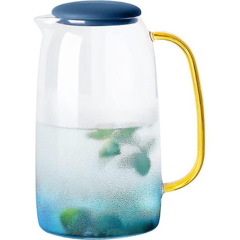 Pichet en verre avec couvercle, pichet à limonade, carafe en verre borosilicate (1/5)