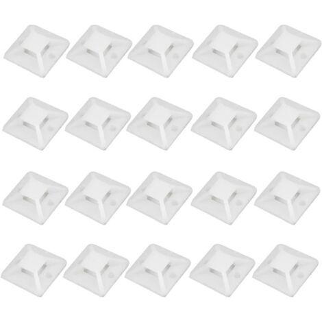 Lot de 500 supports adhésifs pour serre-câbles - 25 x 25 mm - Fixation de câble - Support de câble - Support adhésif - Socle de fixation (blanc)